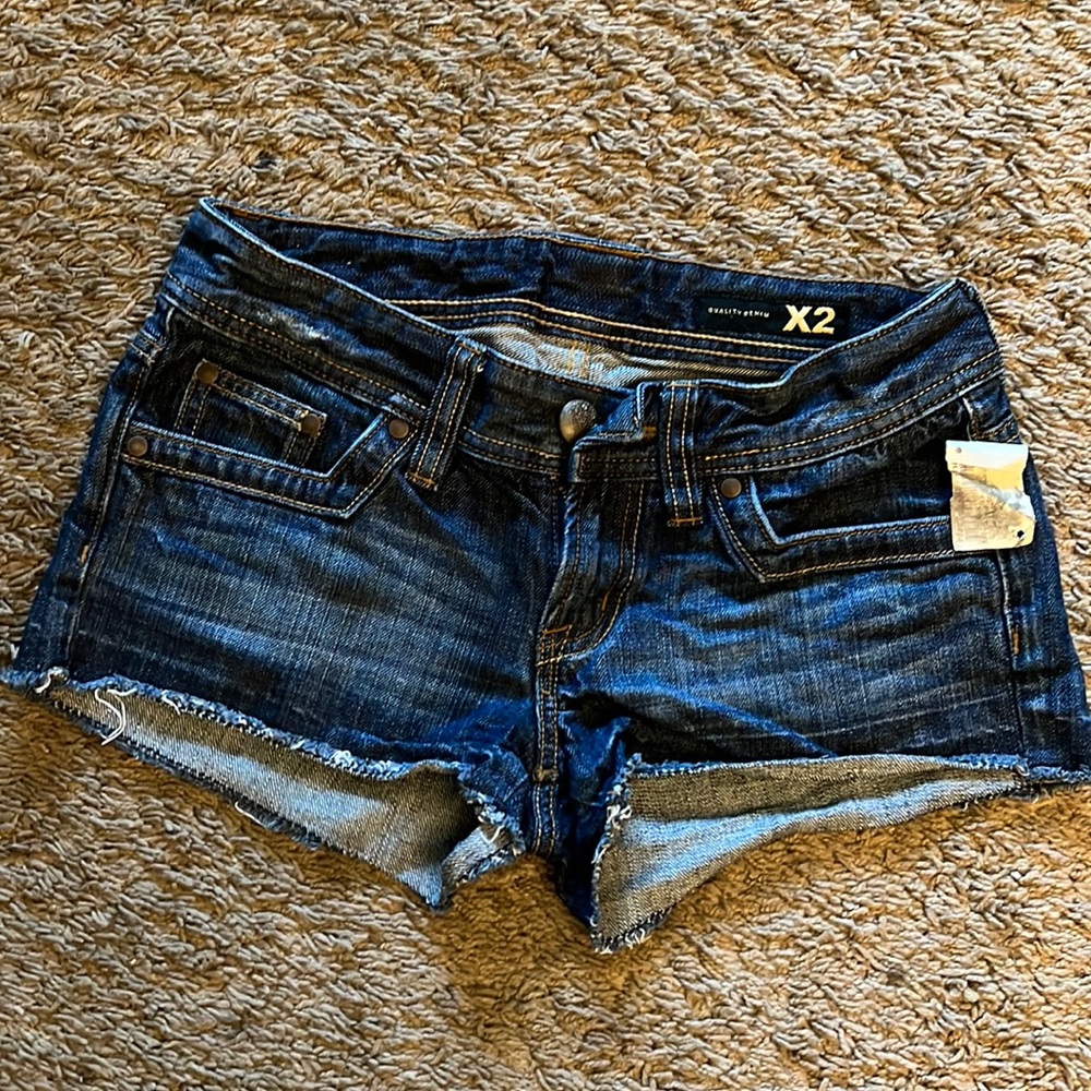 X2 Dark Wash Short Short Jean Shorts